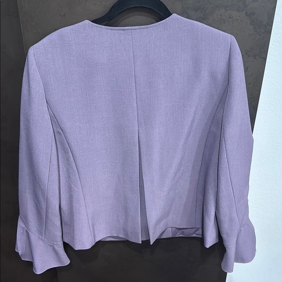 Tahari Purple Blazer Collarless Bell Sleeves - Picture 4 of 7